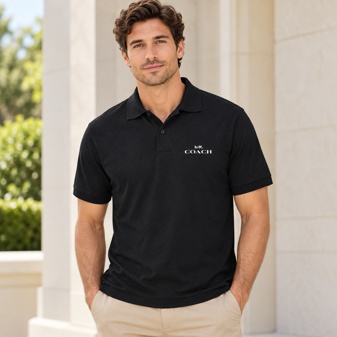 Men's Coach Dry Blend Polo - Black - lifestyle