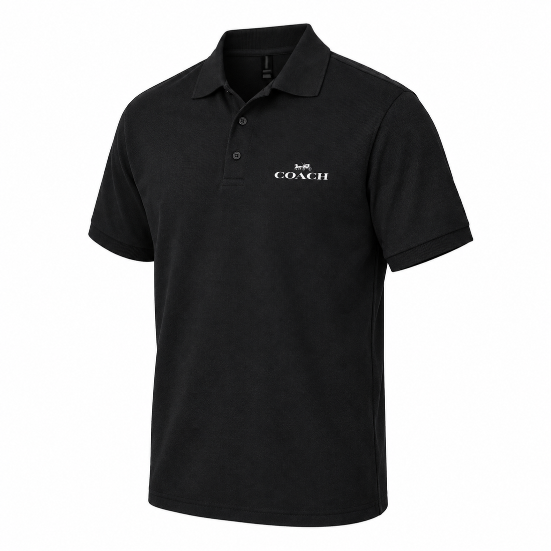 Men's Coach Dry Blend Polo - Black - three-quarter