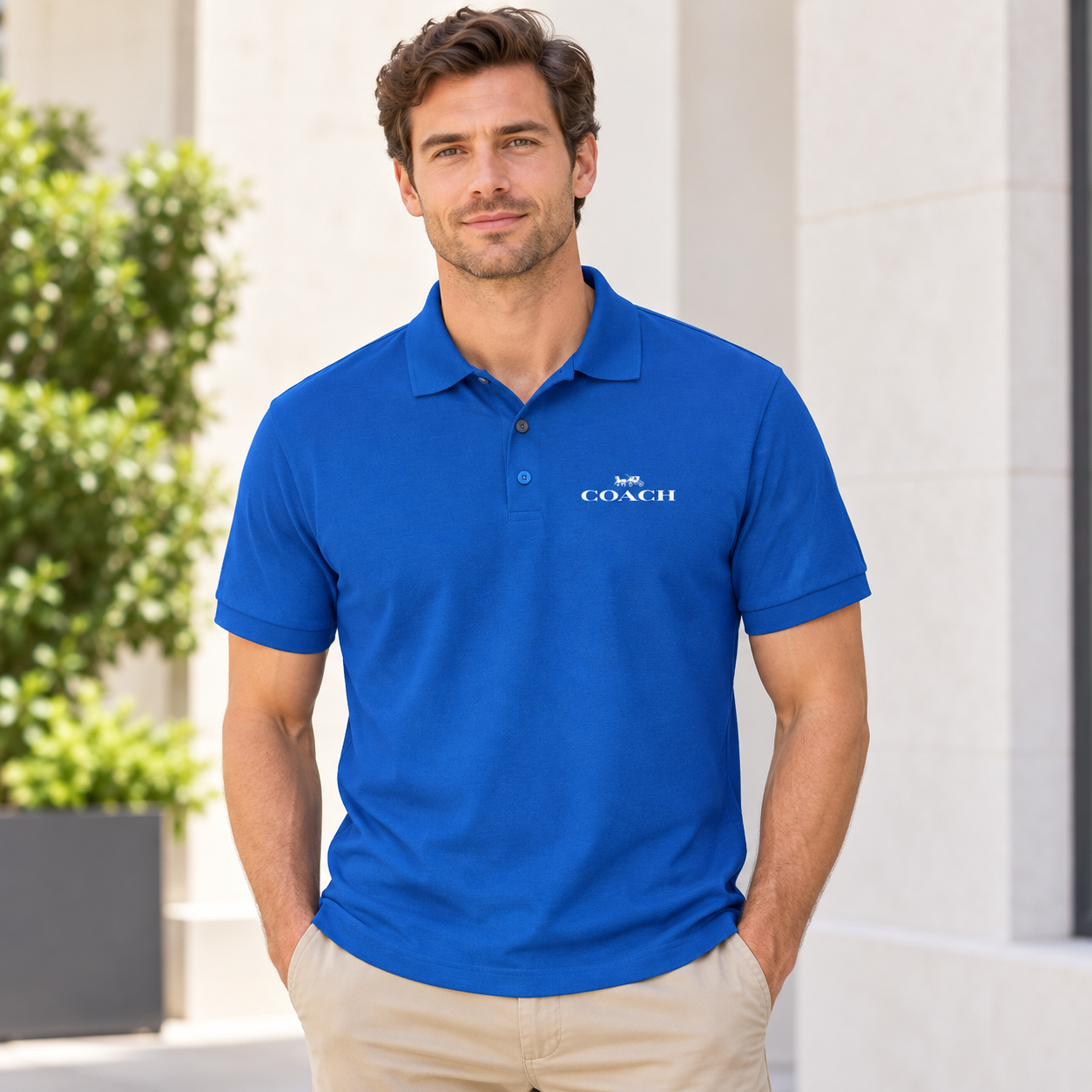 Men's Coach Dry Blend Polo - Blue - lifestyle