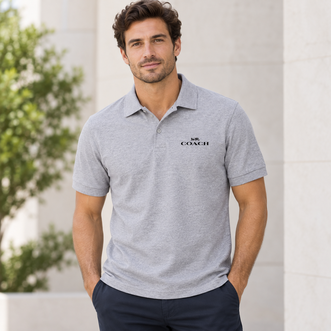 Men's Coach Dry Blend Polo - Grey - lifestyle