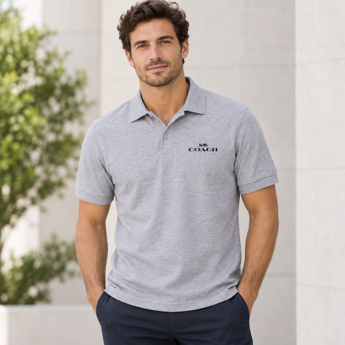 Men's Coach Dry Blend Polo - Grey - lifestyle