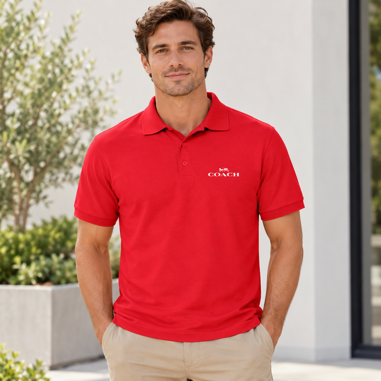 Men's Coach Dry Blend Polo - Red - lifestyle