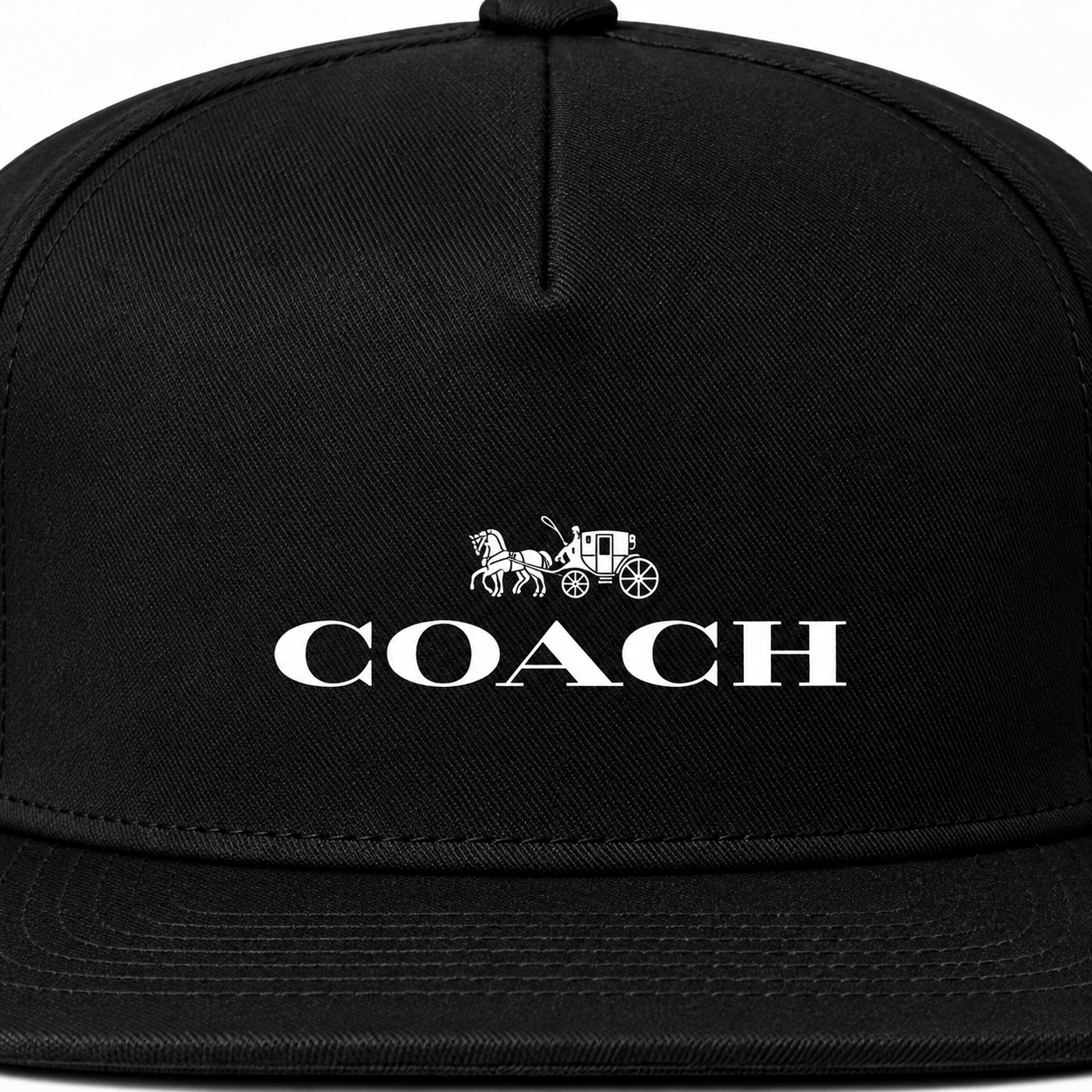Coach Snapback Hat in Black – heat-print detail