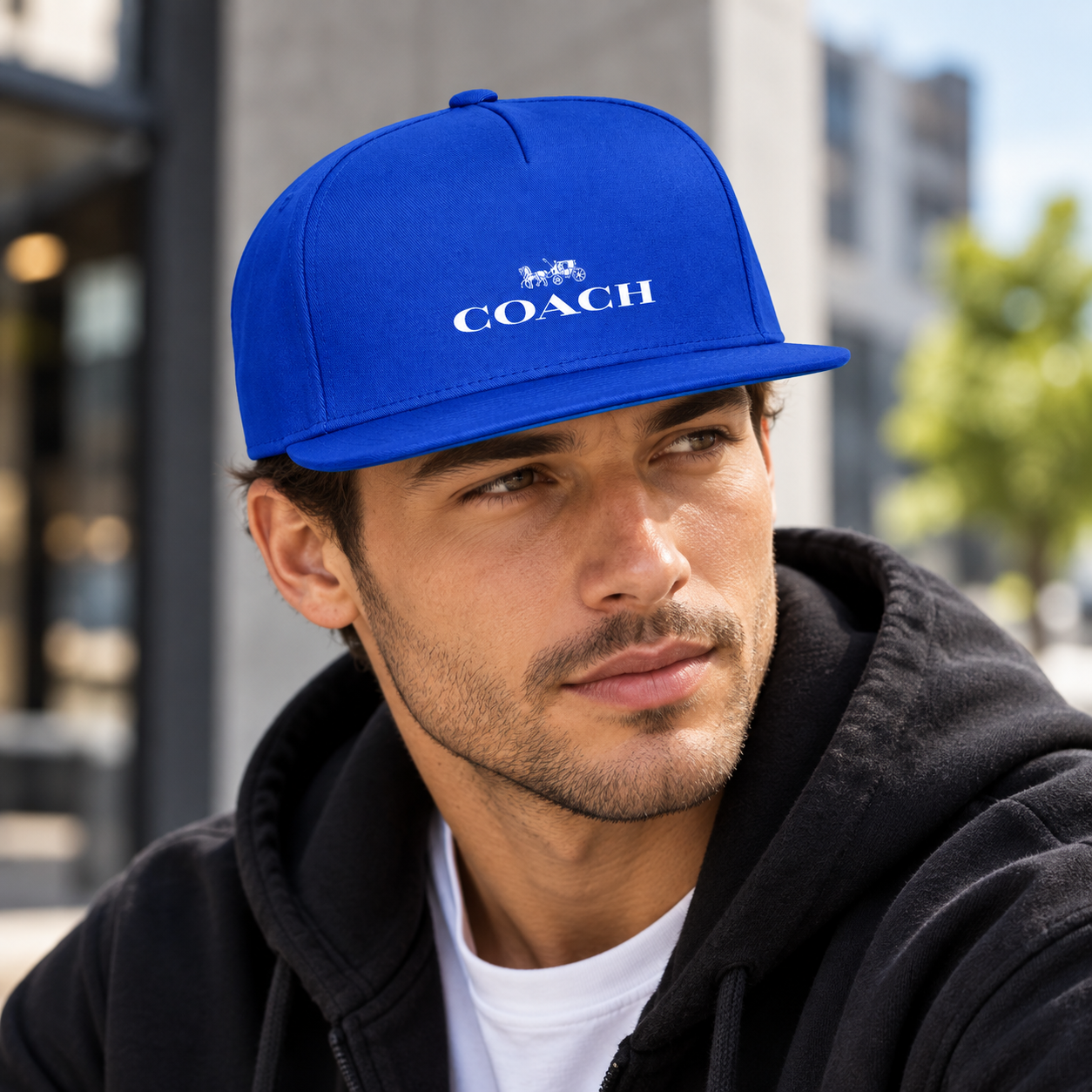 Coach Snapback Hat in Blue – lifestyle