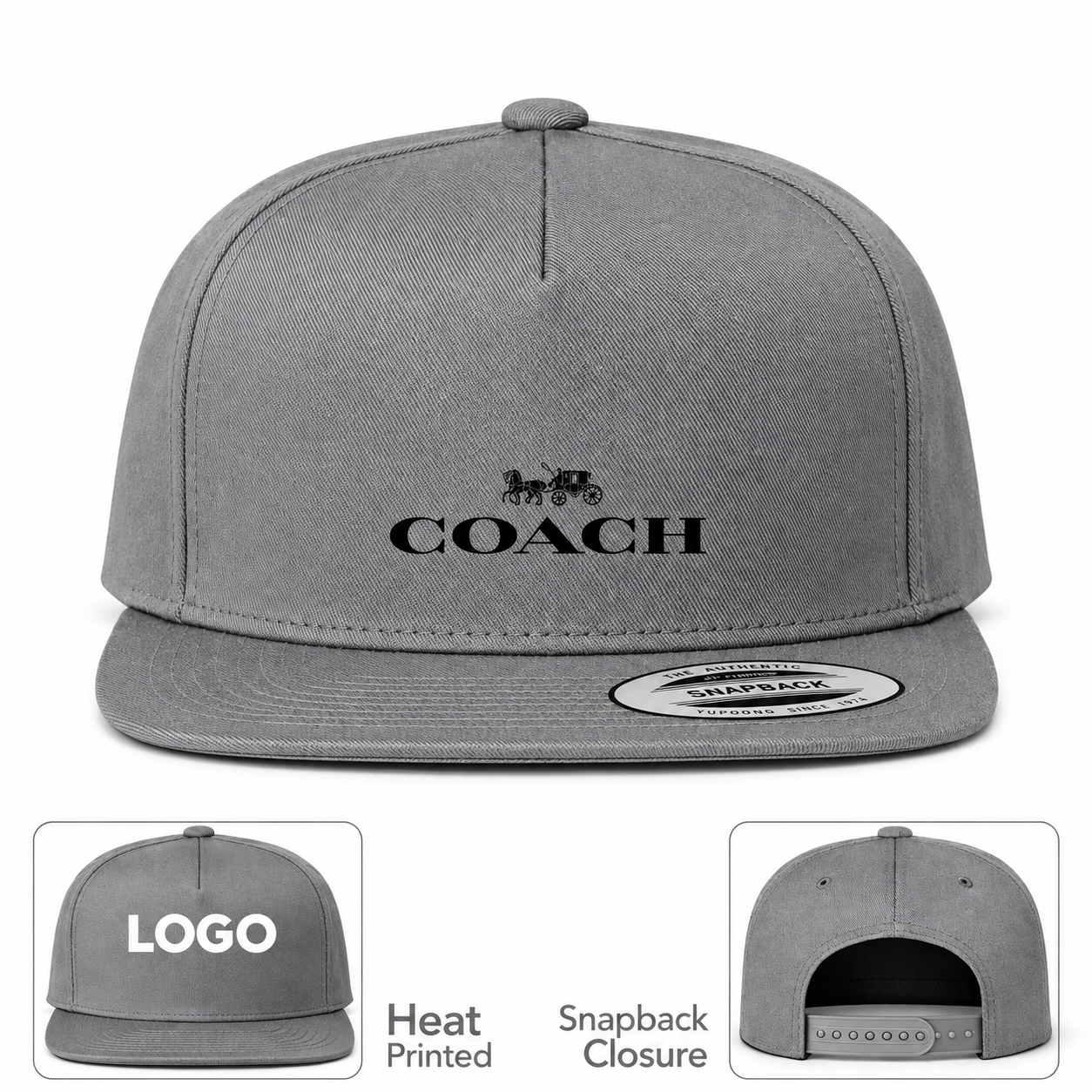 Coach Snapback Hat in Grey – informational hero