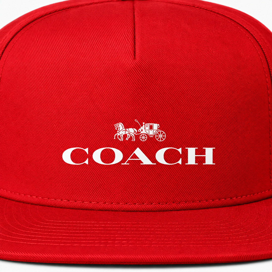 Coach Snapback Hat in Red – heat-print detail
