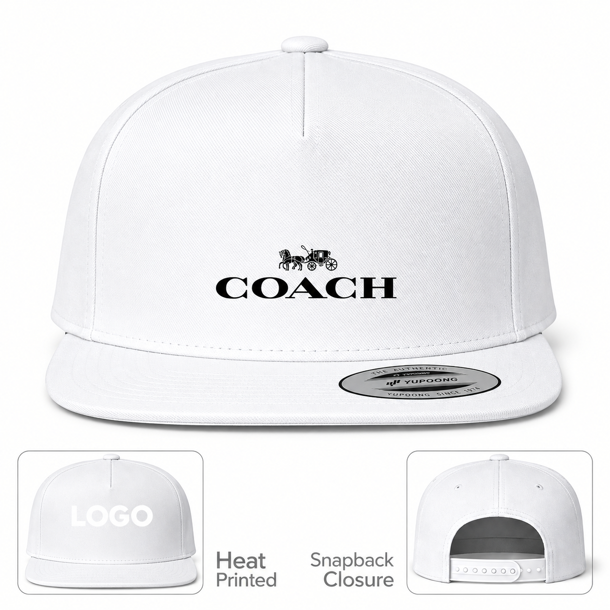 Coach Snapback Hat in White – informational hero