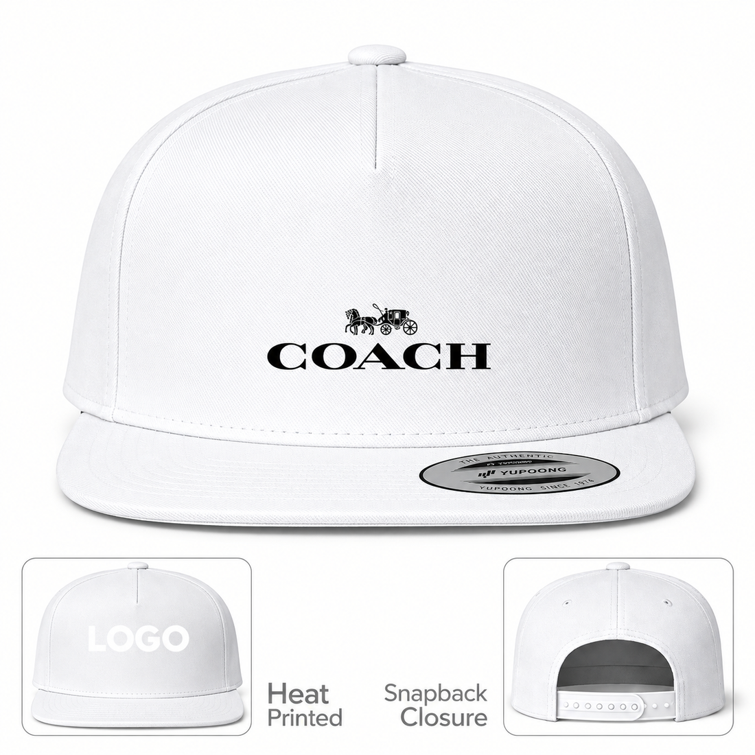 Coach Snapback Hat in White – informational hero
