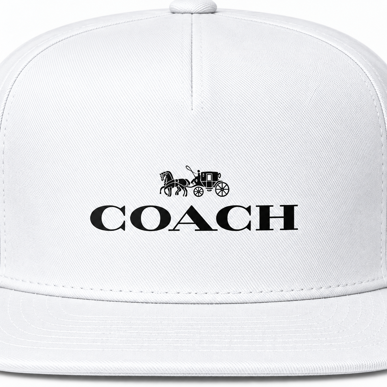 Coach Snapback Hat in White – heat-print detail