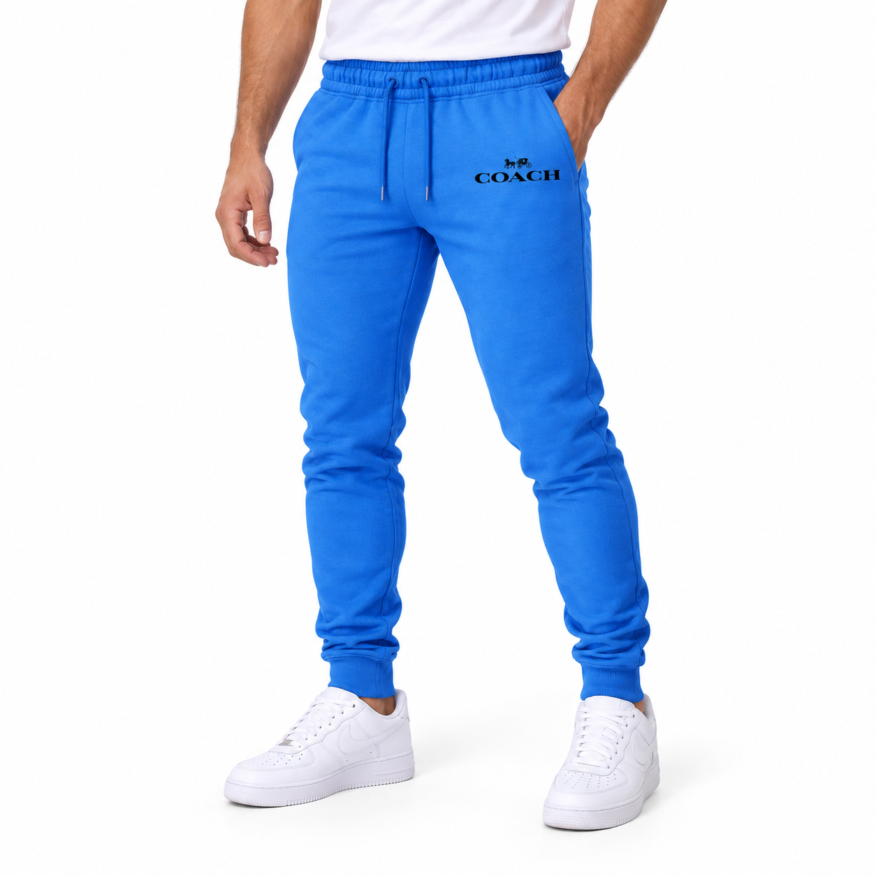 Coach sweatpants in Azure, model view