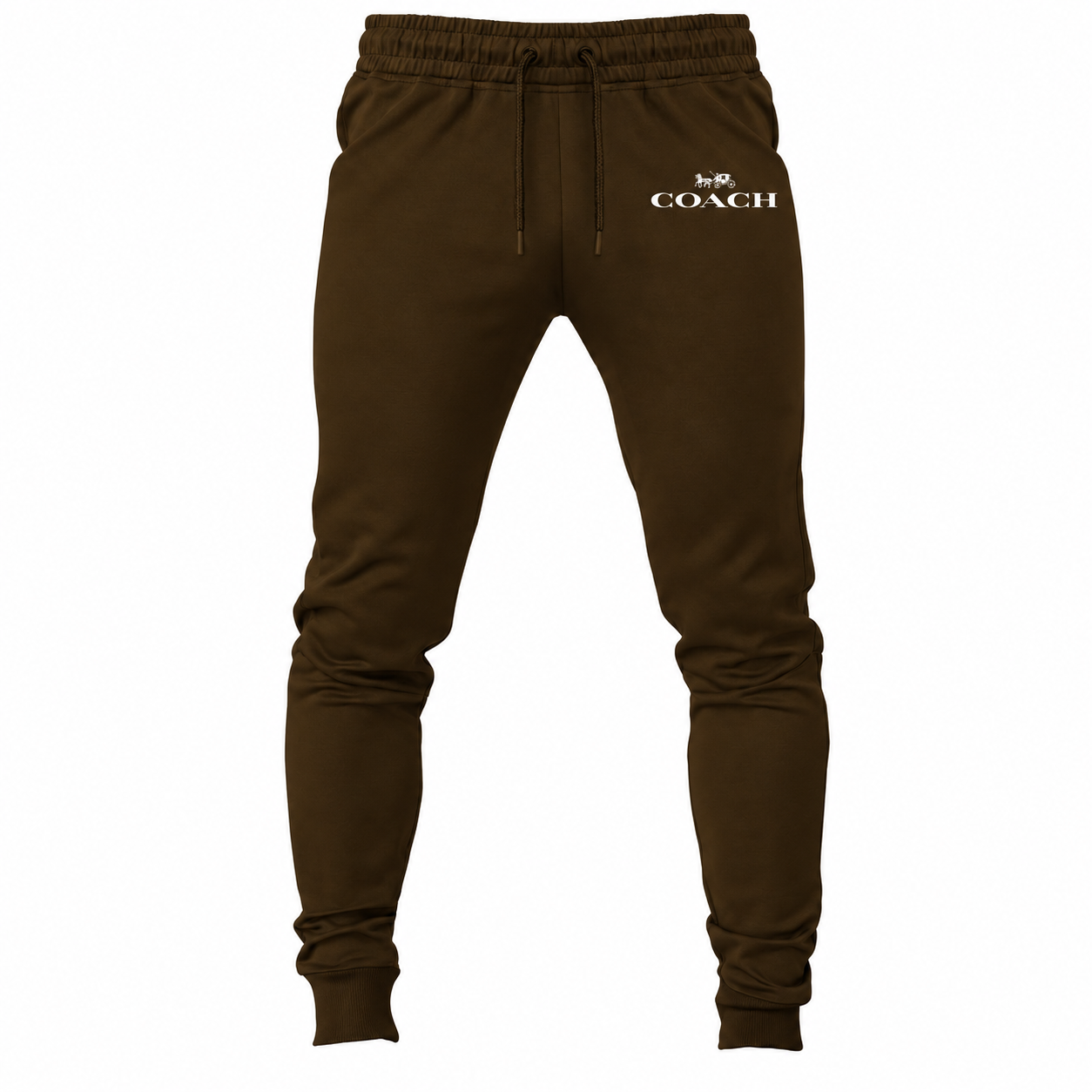Coach sweatpants in Brown, main front view