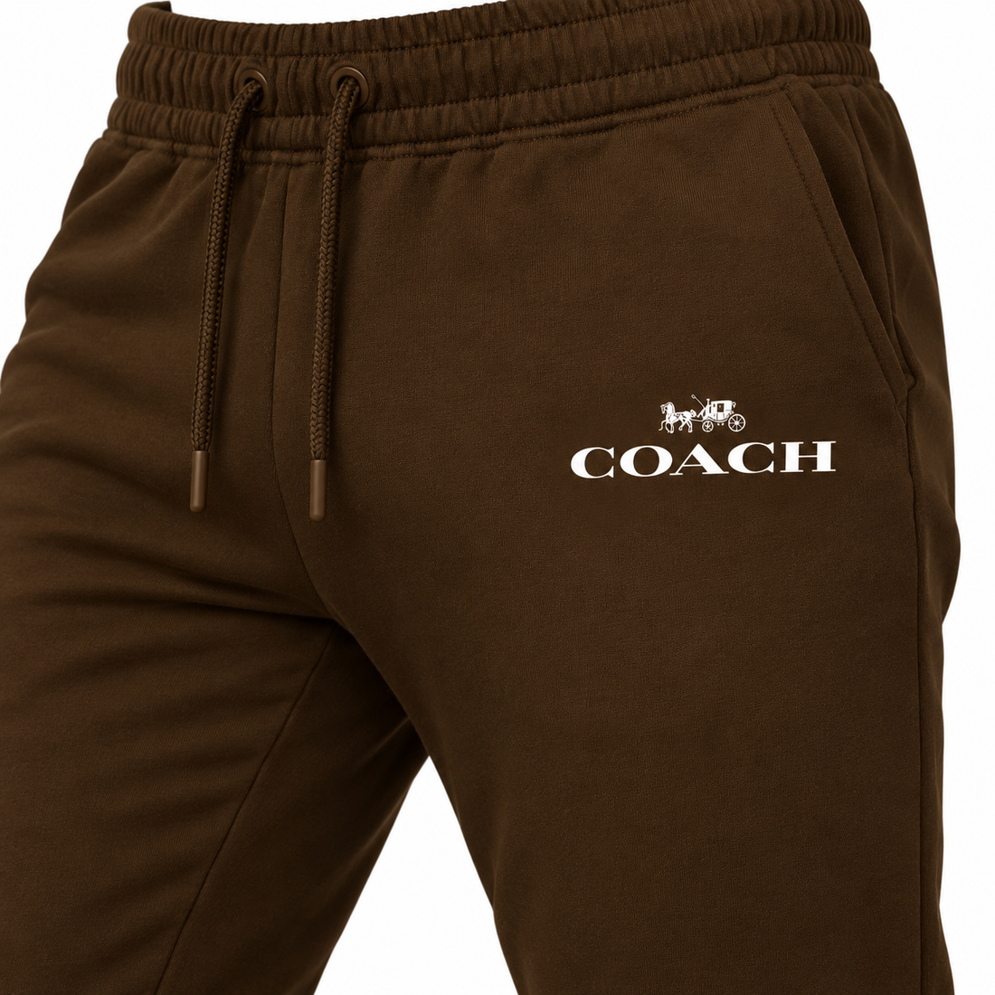 Coach sweatpants in Brown, print and waistband detail