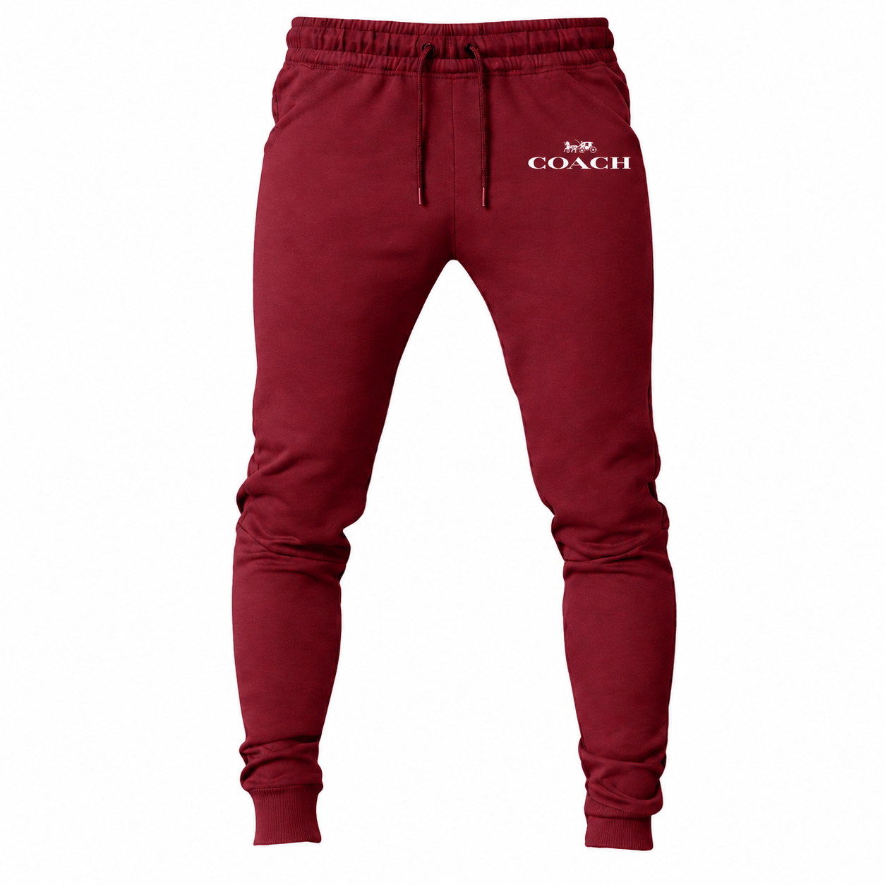 Coach sweatpants in Burgundy, main front view