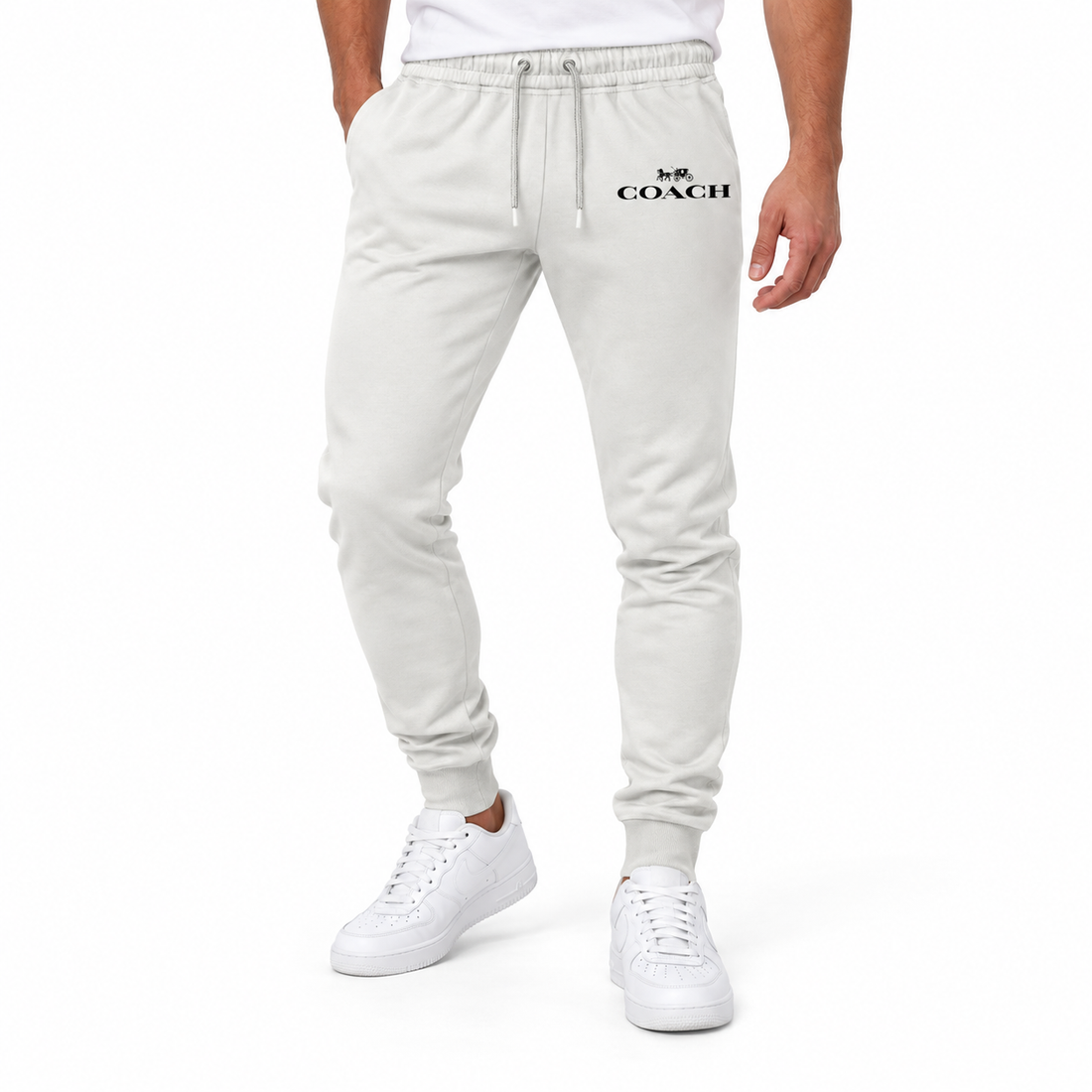Coach sweatpants in White, model view