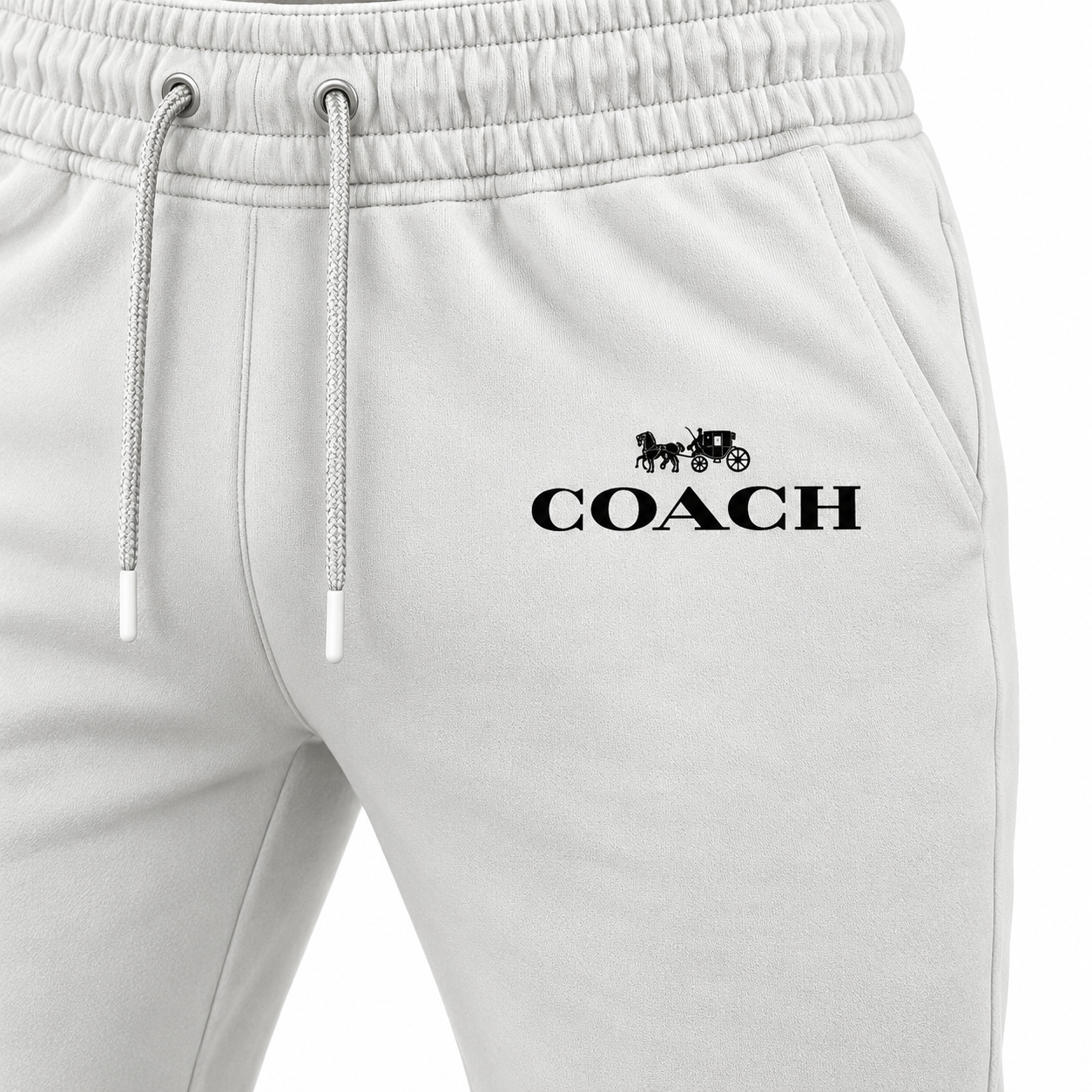 Coach sweatpants in White, print and waistband detail