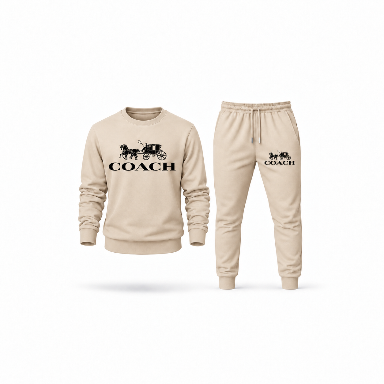 Men's Coach Sweatshirt Joggers Set | Color: Tan | Main
