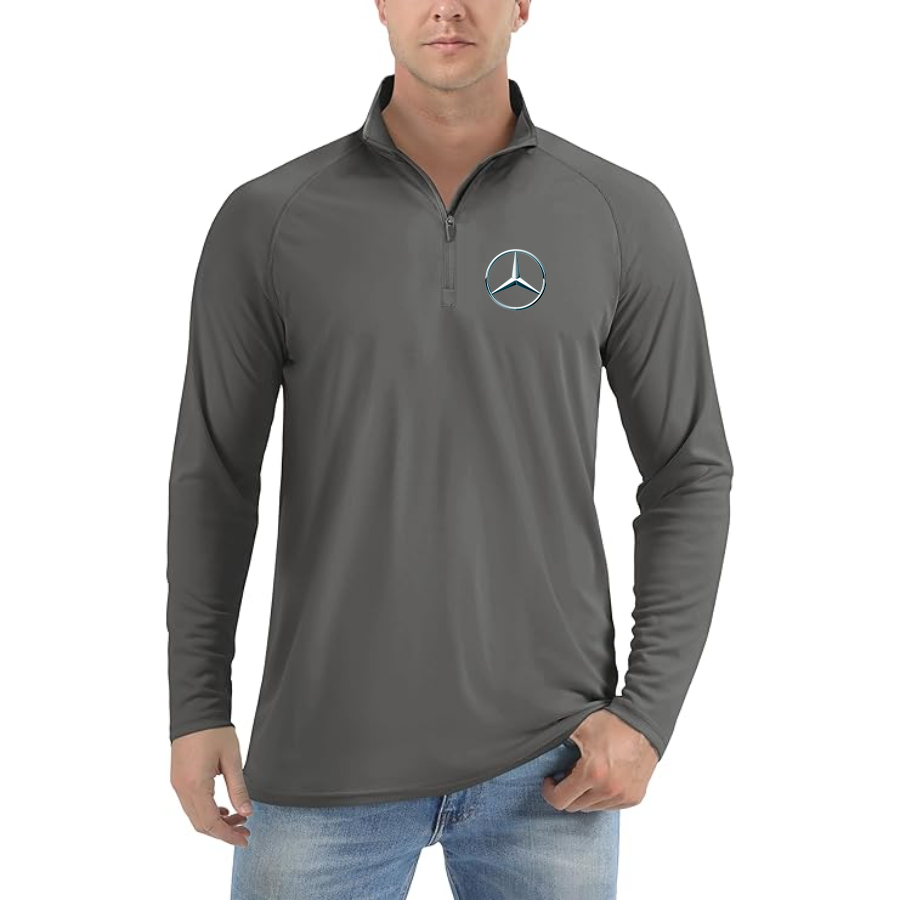 Men’s Mercedes-Benz Car NEW - Lightweight Quarter-Zip Athletic Shirt – Long Sleeve Polyester Wear