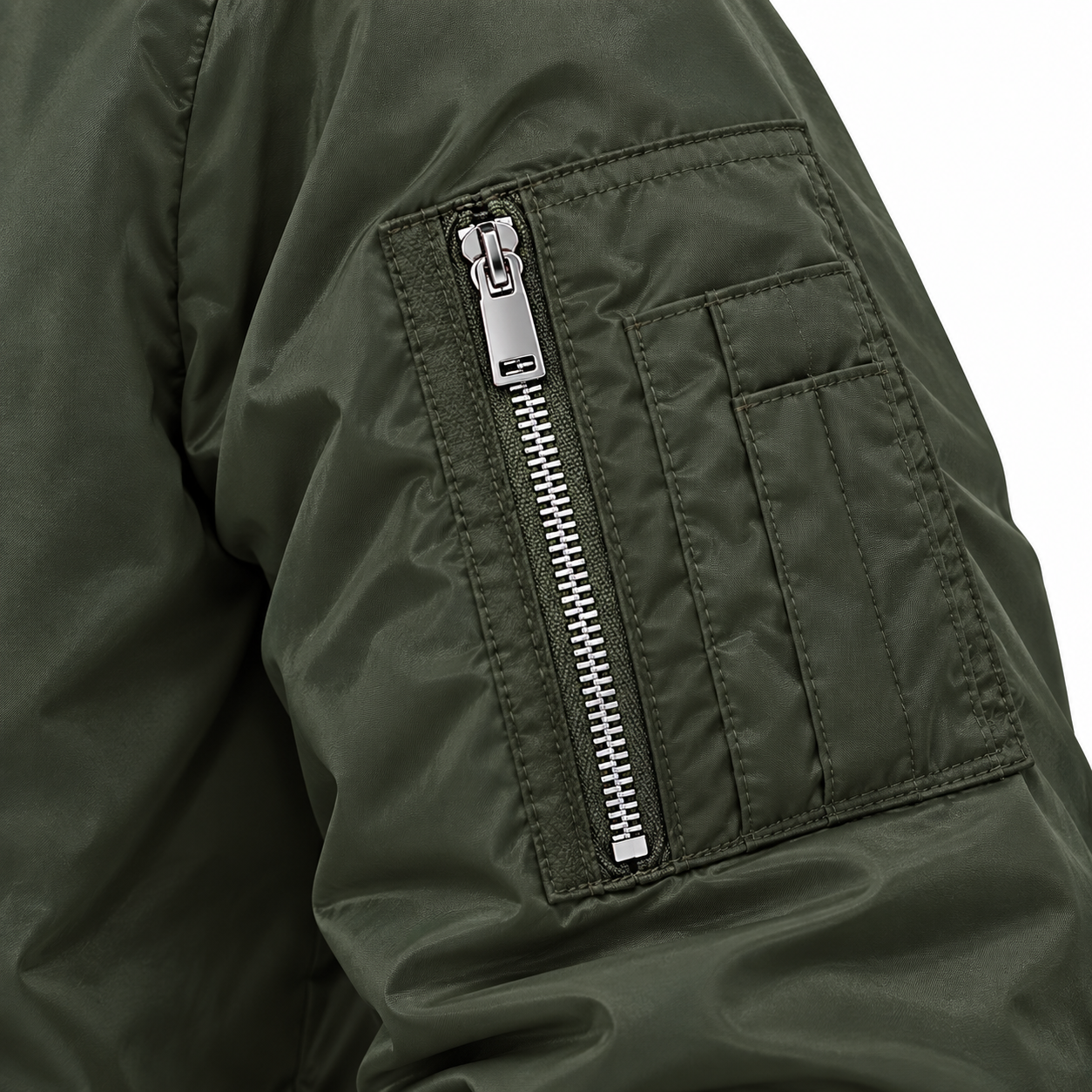 Men's Dolce and Gabbana Lightweight Bomber Jacket Windbreaker Softshell Varsity Jacket Coat | Color: Army Green | Image 4