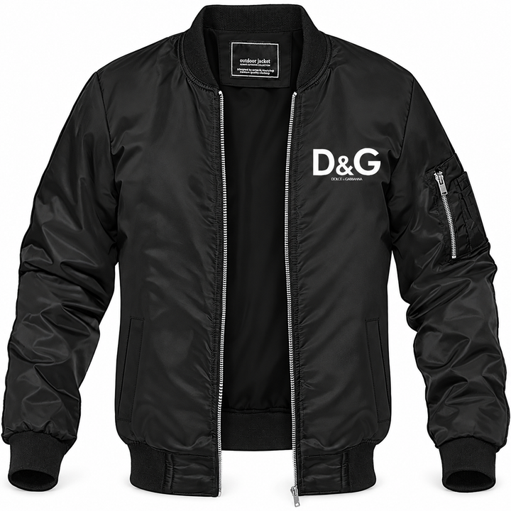 Men's Dolce and Gabbana Lightweight Bomber Jacket Windbreaker Softshell Varsity Jacket Coat | Color: Black | Main