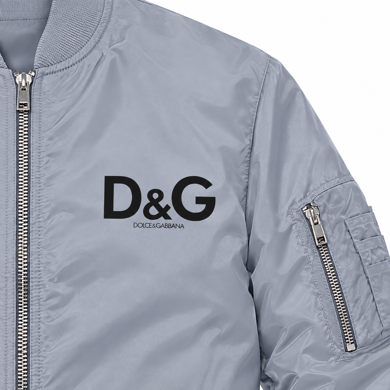 Men's Dolce and Gabbana Lightweight Bomber Jacket Windbreaker Softshell Varsity Jacket Coat | Color: Grey | Image 3