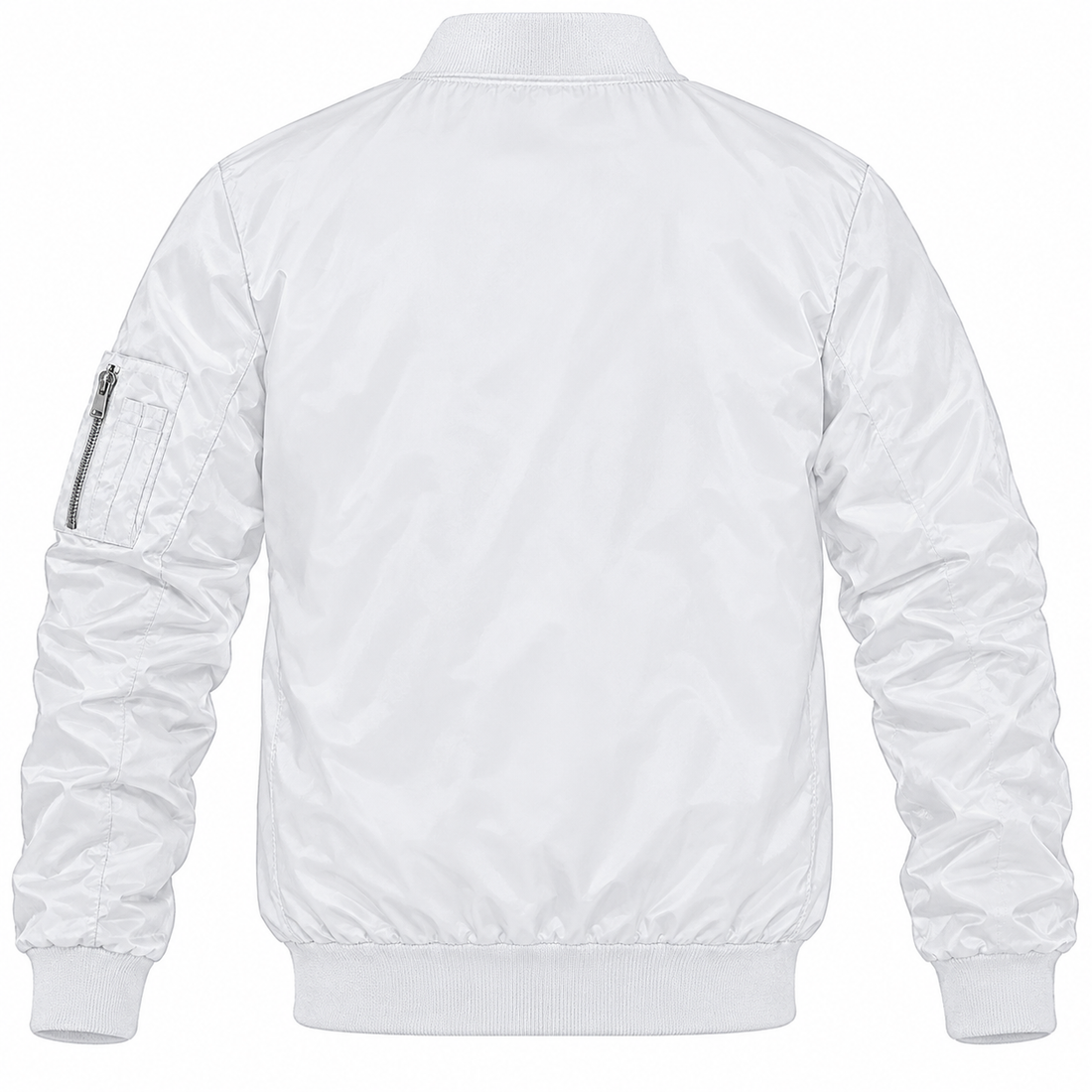 Men's Dolce and Gabbana Lightweight Bomber Jacket Windbreaker Softshell Varsity Jacket Coat | Color: White | Image 2