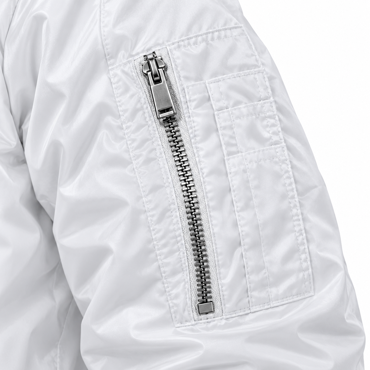 Men's Dolce and Gabbana Lightweight Bomber Jacket Windbreaker Softshell Varsity Jacket Coat | Color: White | Image 4