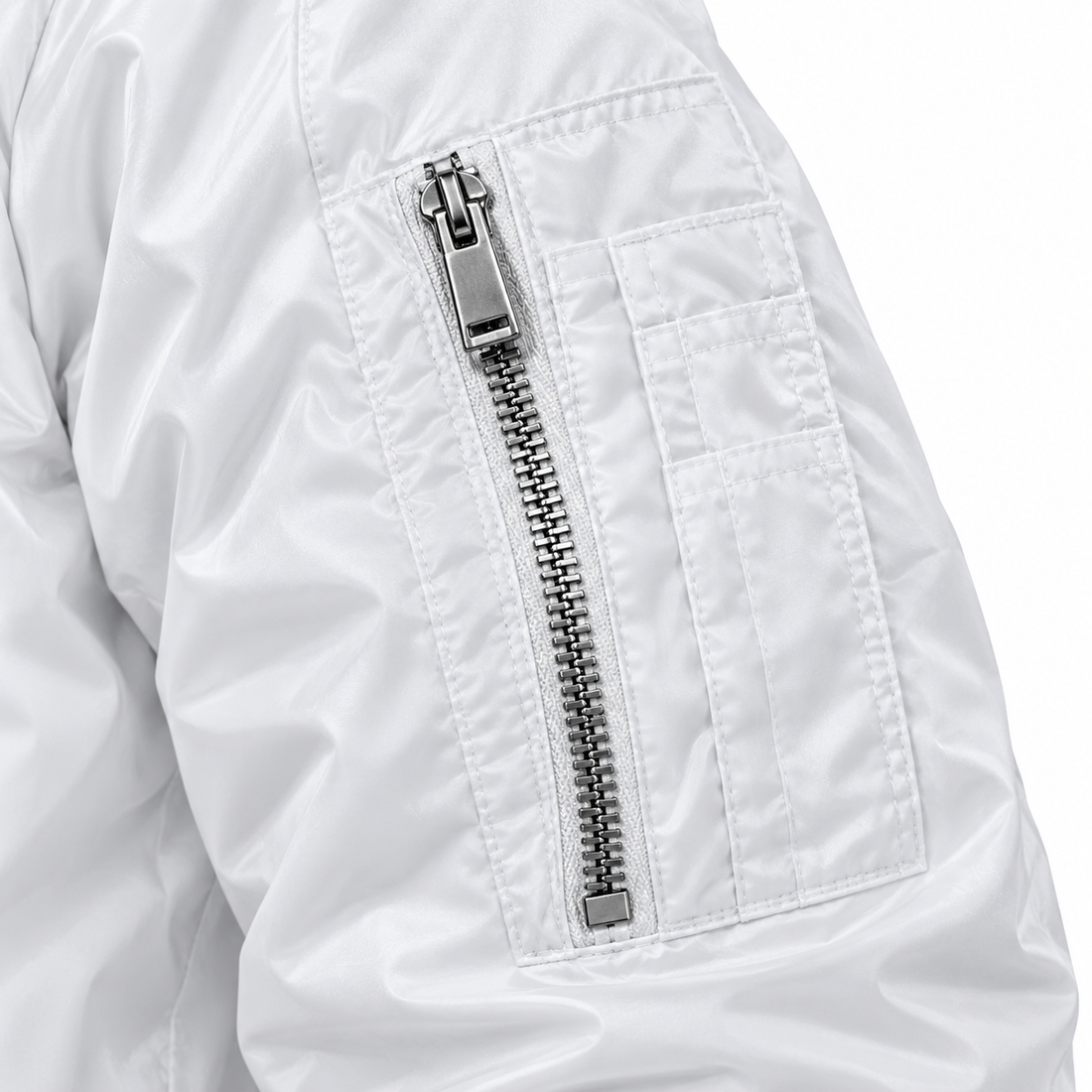 Men's Dolce and Gabbana Lightweight Bomber Jacket Windbreaker Softshell Varsity Jacket Coat | Color: White | Image 4