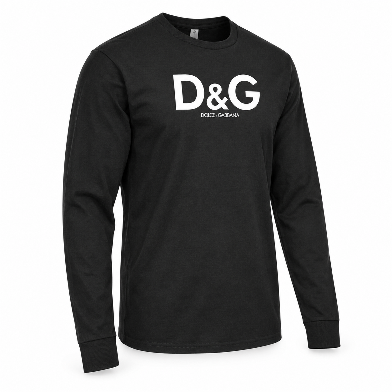 Men's Dolce and Gabbana Cotton Long Sleeve T-Shirt in Black — alternate three-quarter view