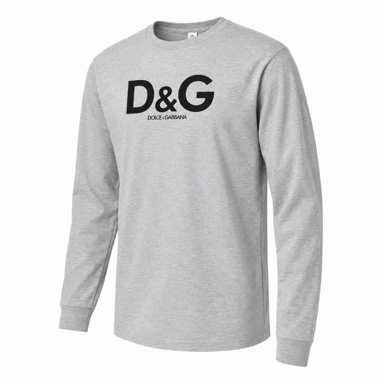 Men's Dolce and Gabbana Cotton Long Sleeve T-Shirt in Grey — alternate three-quarter view