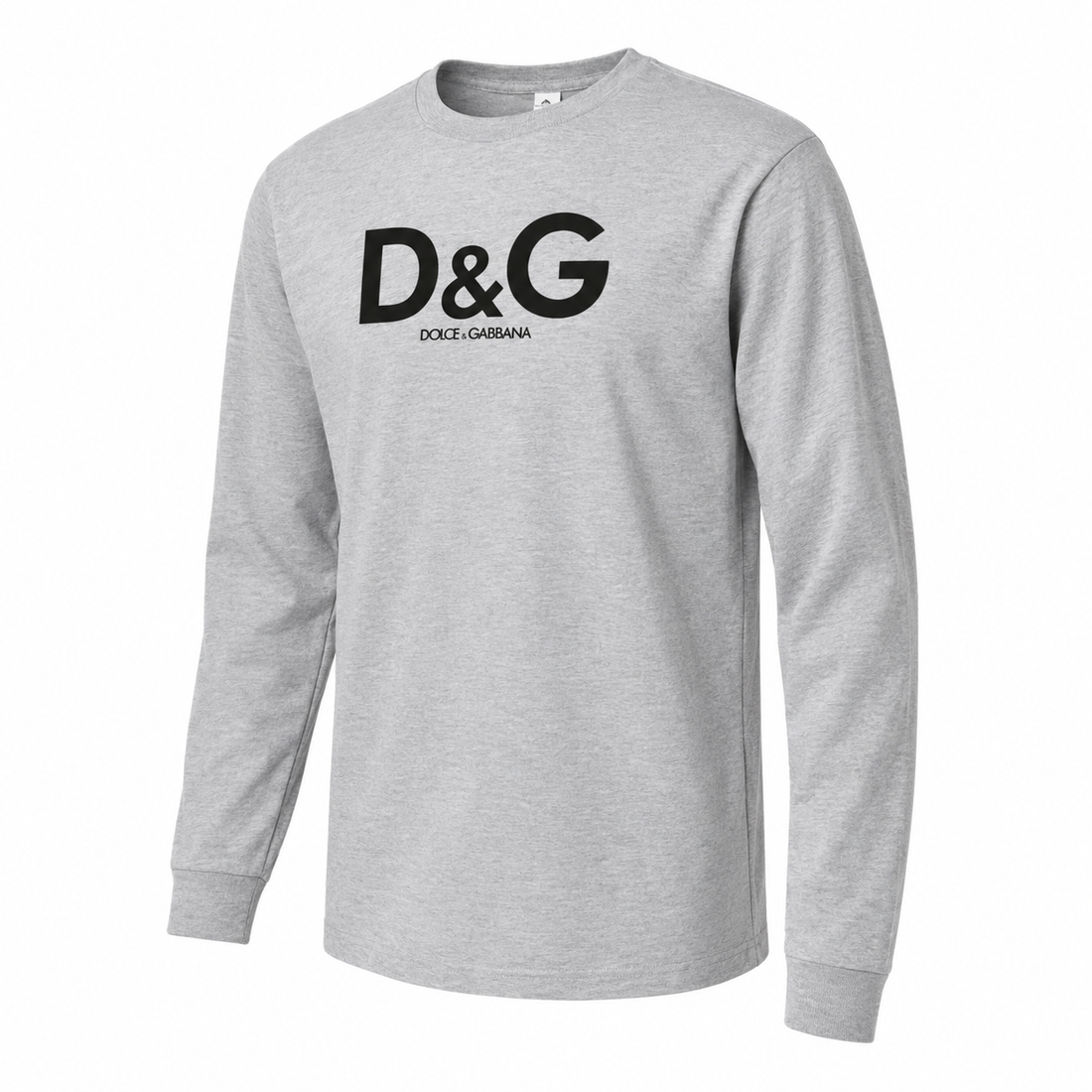 Men's Dolce and Gabbana Cotton Long Sleeve T-Shirt in Grey — alternate three-quarter view