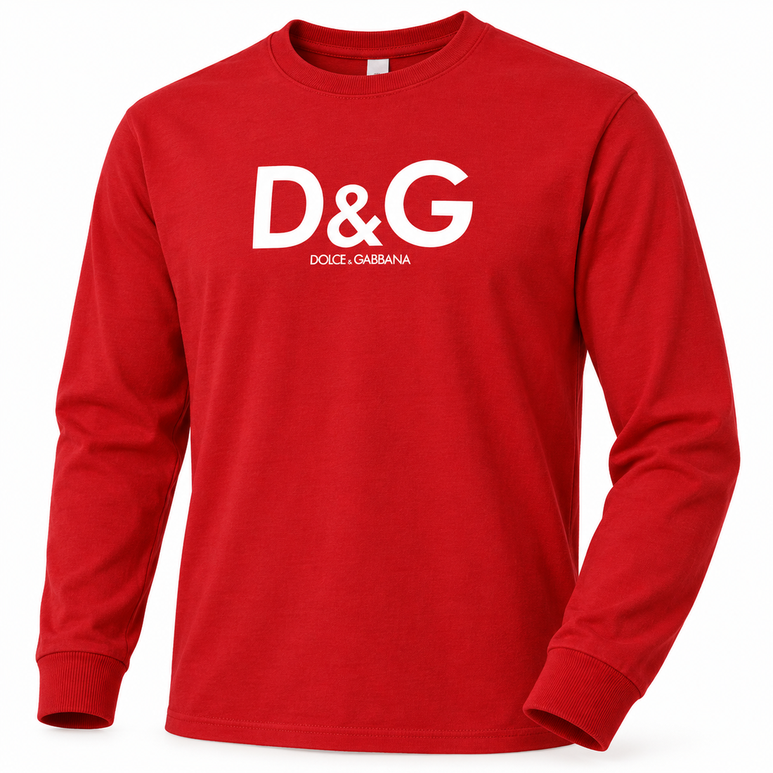 Men's Dolce and Gabbana Cotton Long Sleeve T-Shirt in Red — detail view