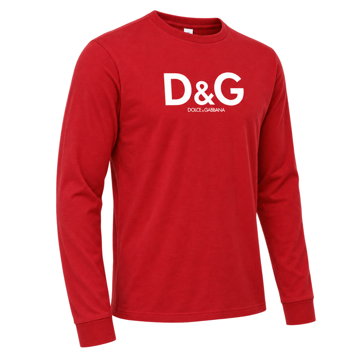 Men's Dolce and Gabbana Cotton Long Sleeve T-Shirt in Red — alternate three-quarter view