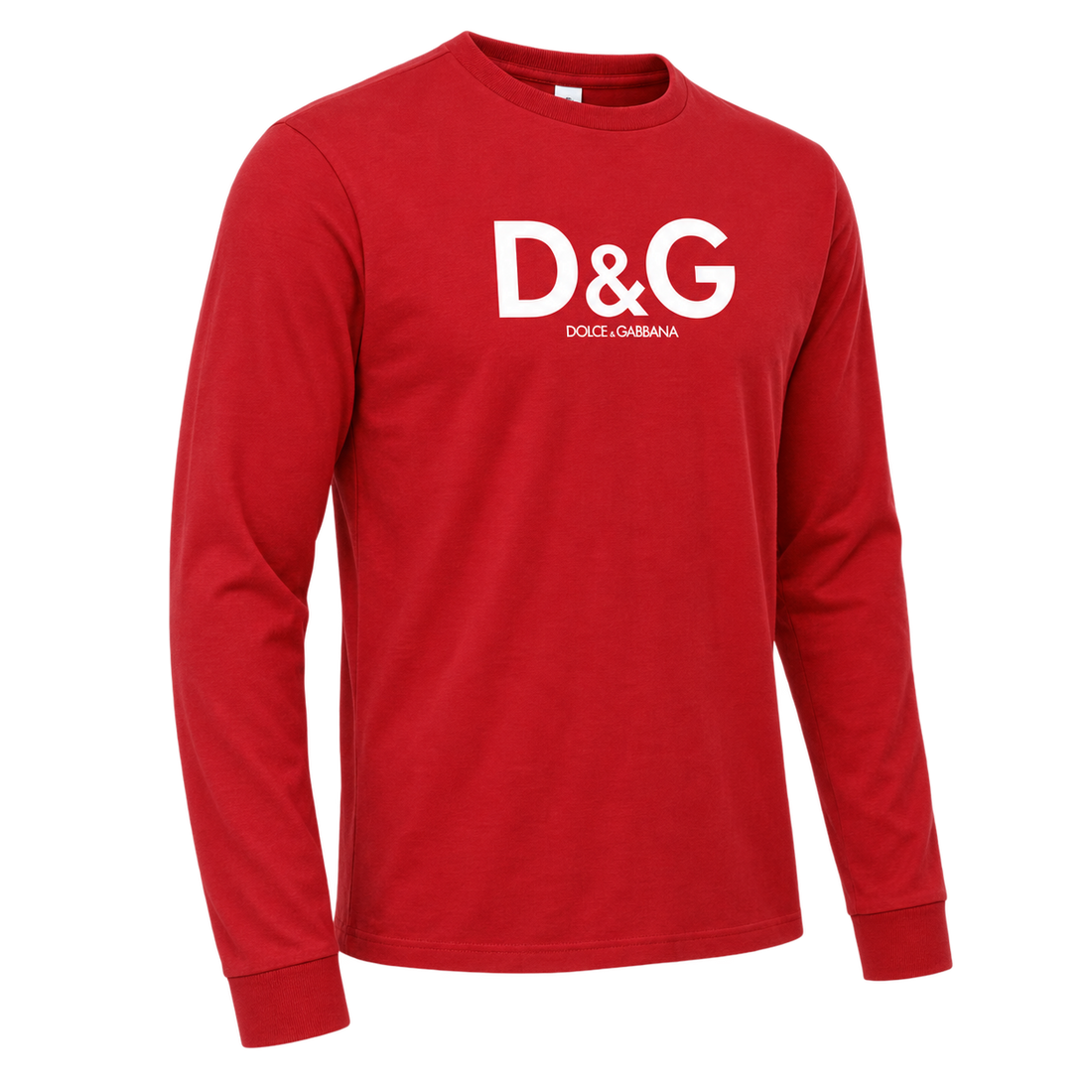 Men's Dolce and Gabbana Cotton Long Sleeve T-Shirt in Red — alternate three-quarter view