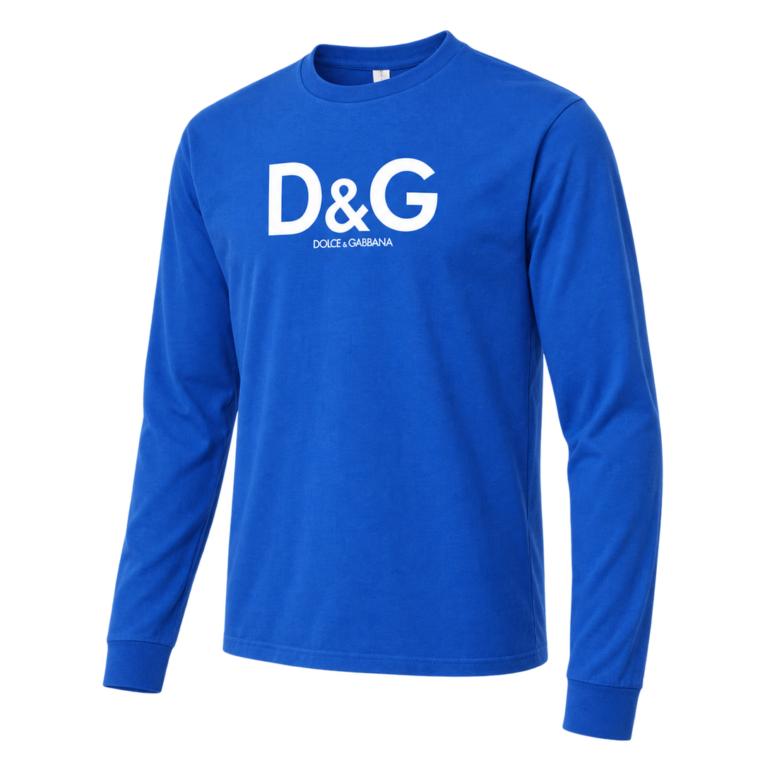 Men's Dolce and Gabbana Cotton Long Sleeve T-Shirt in Royal Blue — alternate three-quarter view