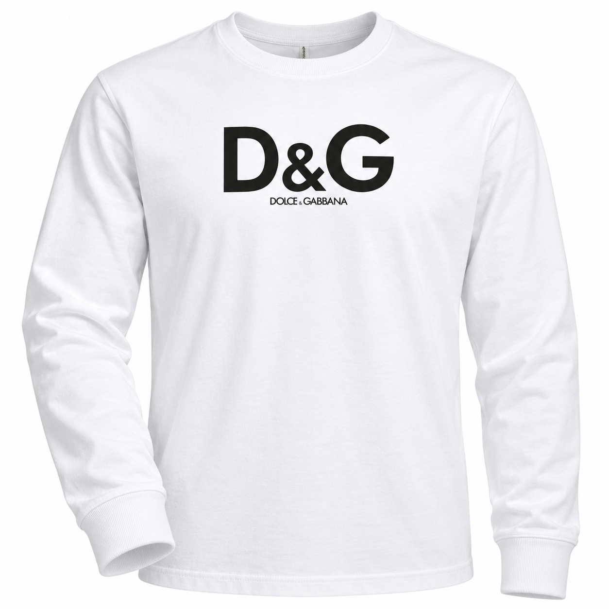 Men's Dolce and Gabbana Cotton Long Sleeve T-Shirt in White — detail view