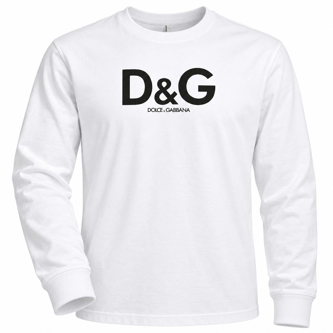 Men's Dolce and Gabbana Cotton Long Sleeve T-Shirt in White — detail view