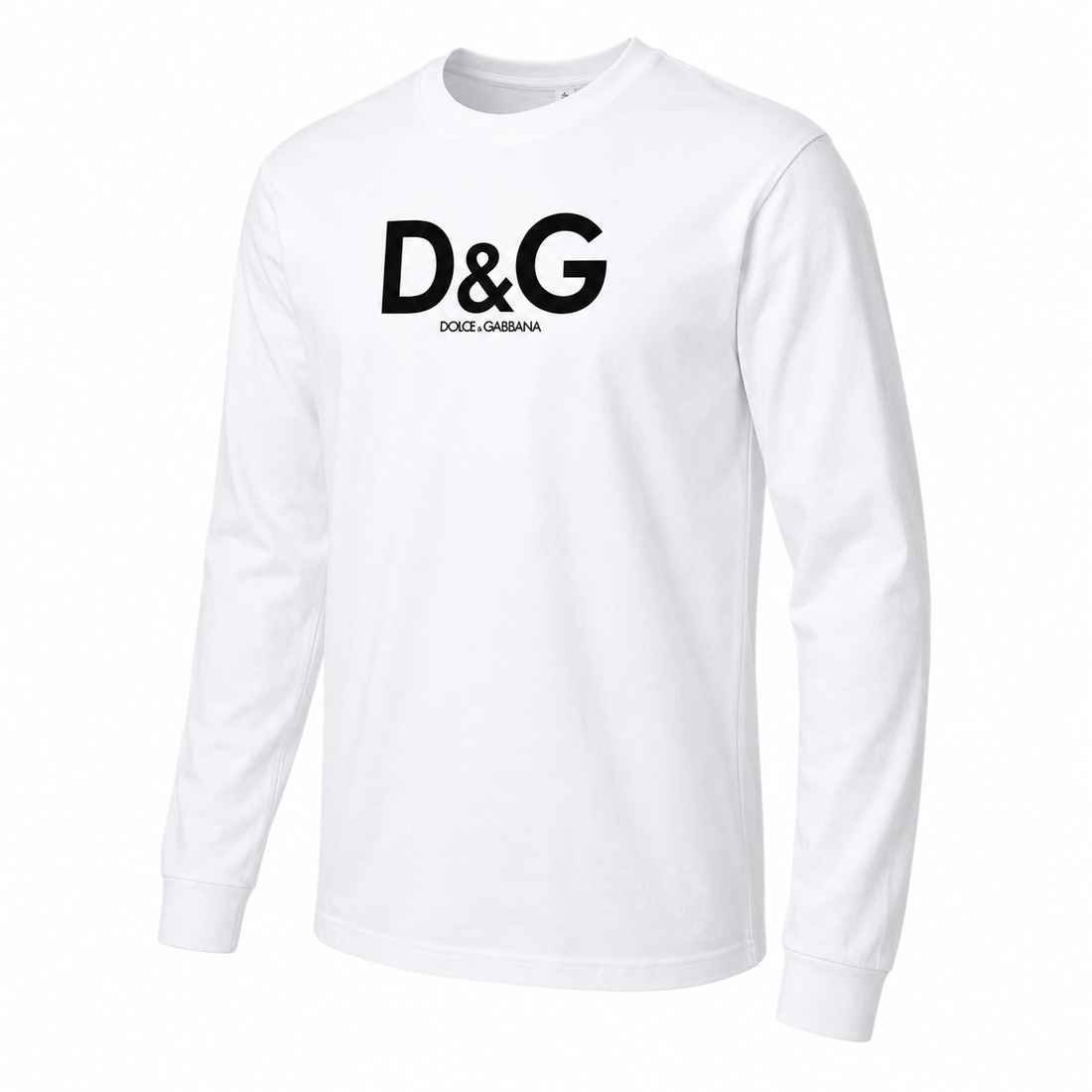 Men's Dolce and Gabbana Cotton Long Sleeve T-Shirt in White — alternate three-quarter view