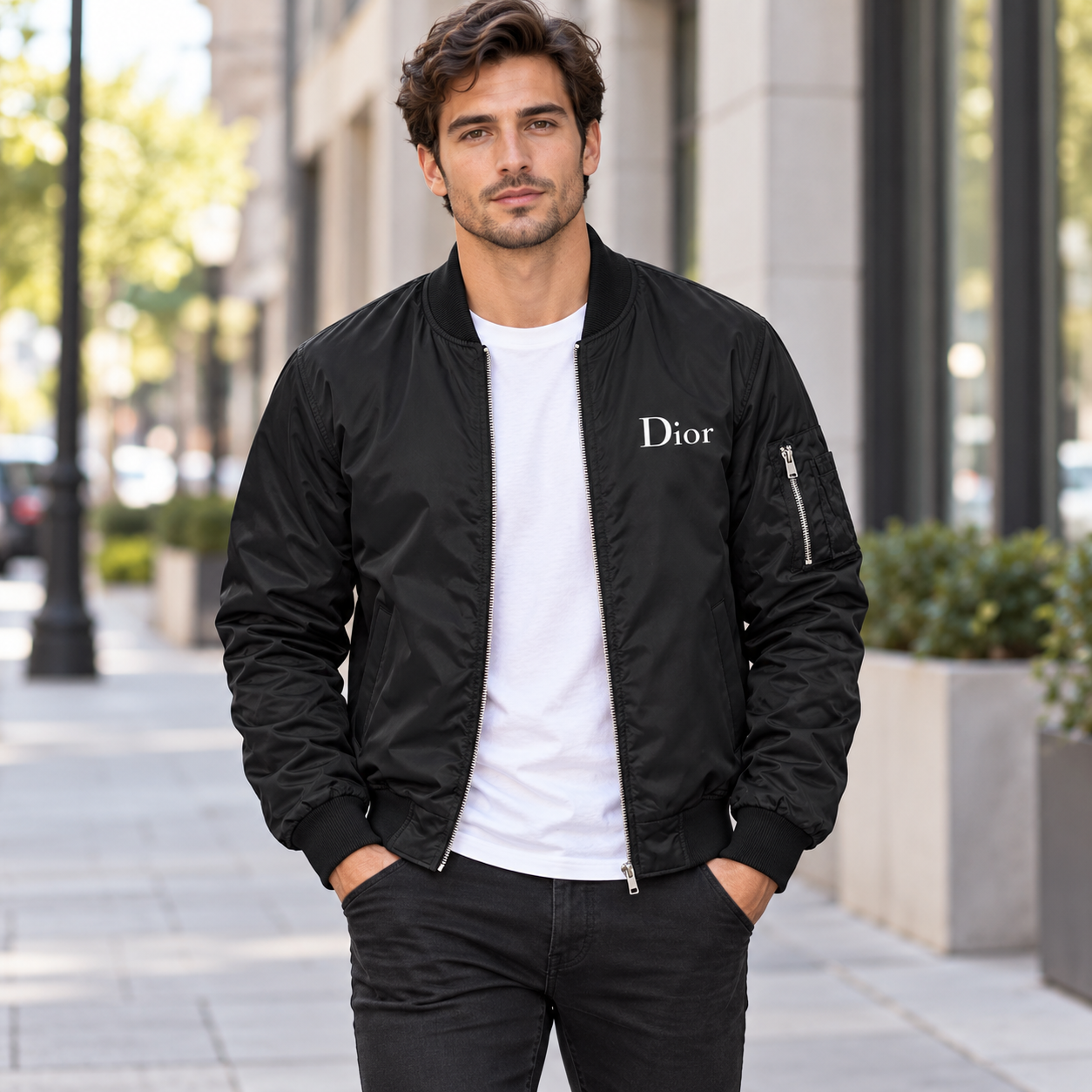 Men's Dior Lightweight Bomber Jacket | Color: Black | Image 1