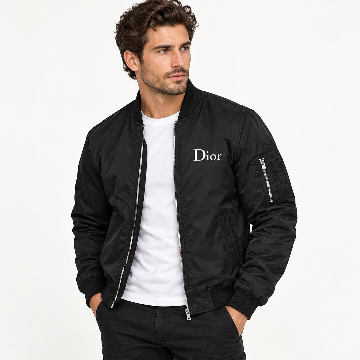 Men's Dior Lightweight Bomber Jacket | Color: Black | Image 2