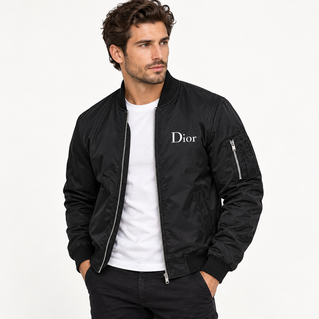 Men's Dior Lightweight Bomber Jacket | Color: Black | Image 2