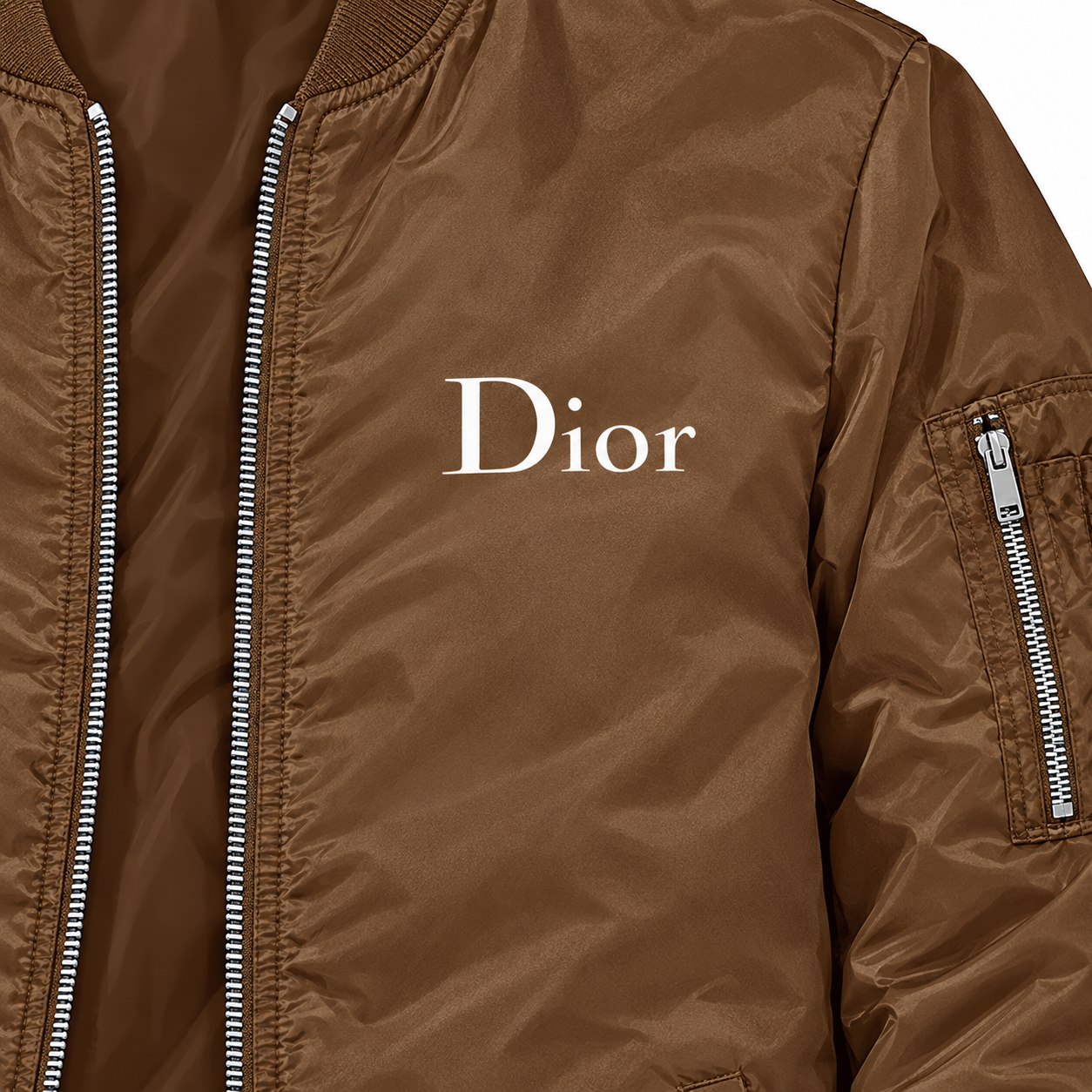 Men's Dior Lightweight Bomber Jacket Windbreaker Softshell Varsity Jacket Coat | Color: Brown | Image 3