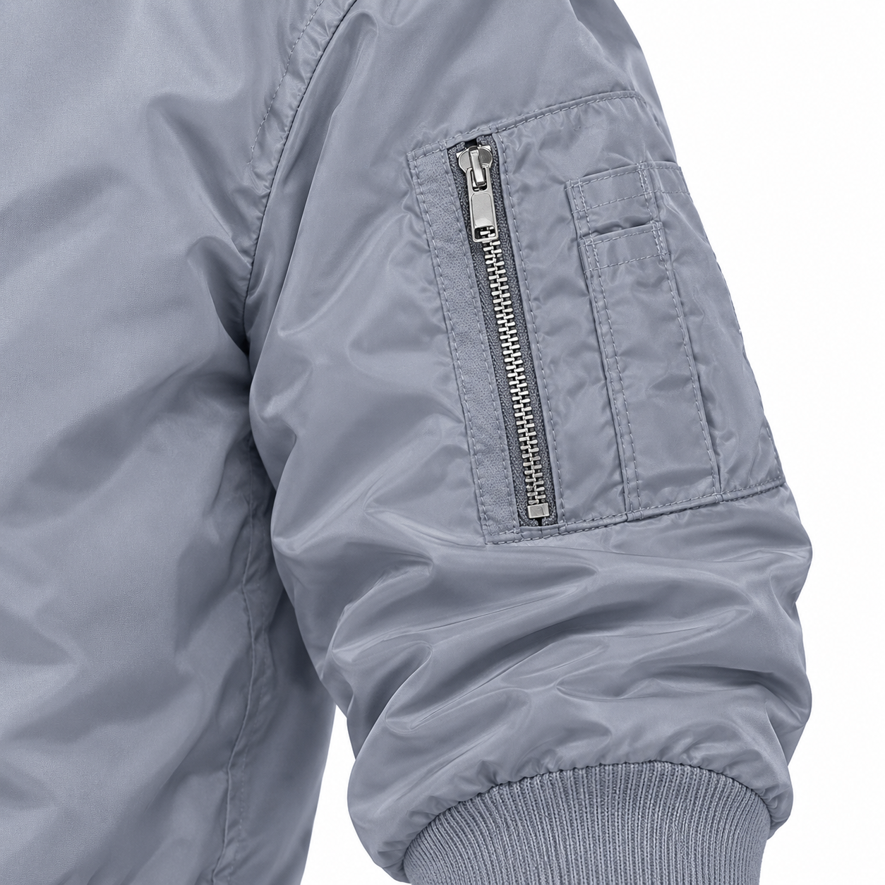Men's Dior Lightweight Bomber Jacket Windbreaker Softshell Varsity Jacket Coat | Color: Grey | Image 4