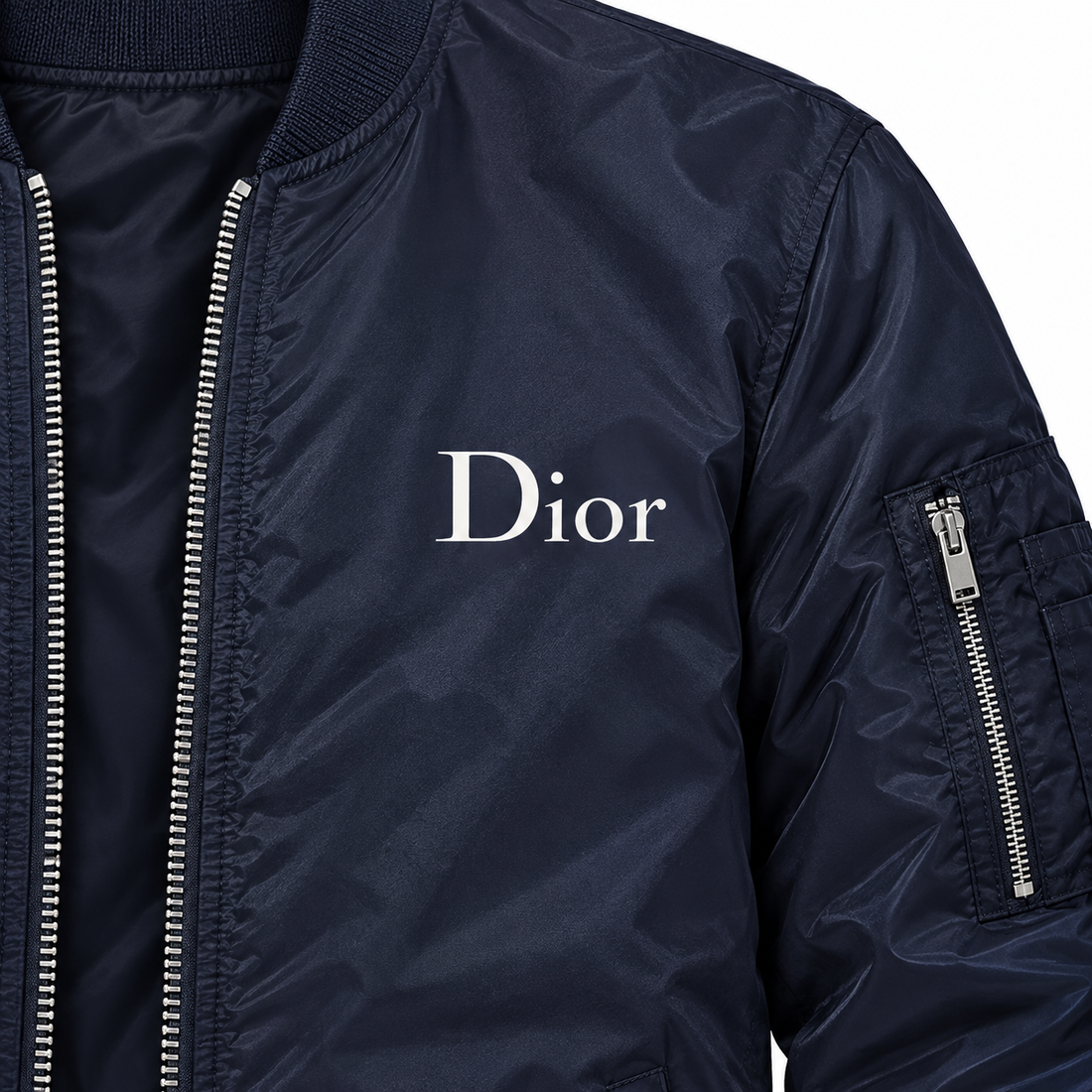 Men's Dior Lightweight Bomber Jacket Windbreaker Softshell Varsity Jacket Coat | Color: Navy | Image 3