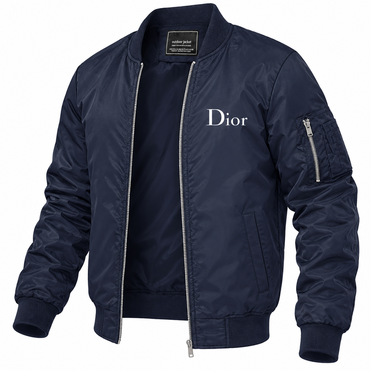 Men's Dior Lightweight Bomber Jacket Windbreaker Softshell Varsity Jacket Coat | Color: Navy | Image 5