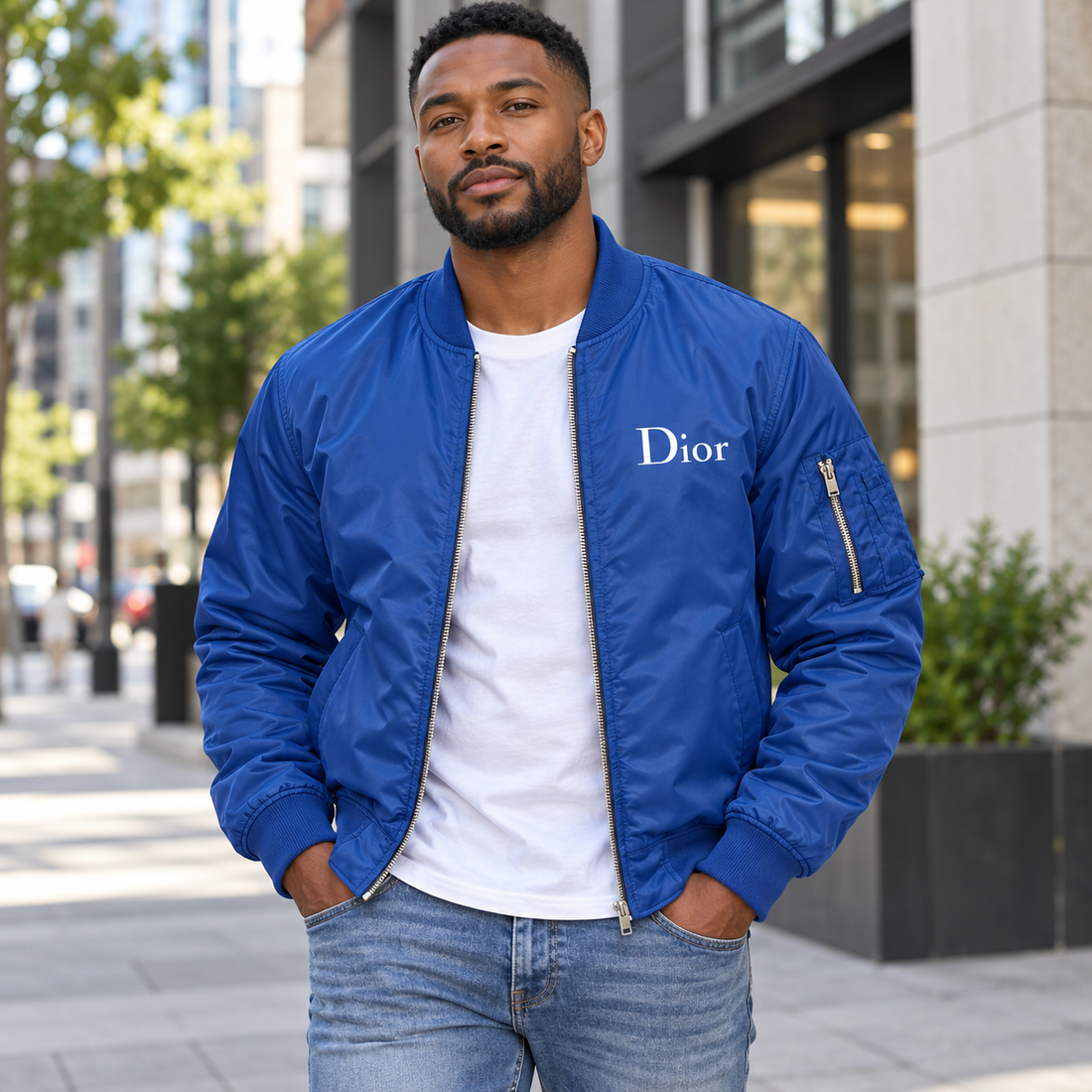 Men's Dior Lightweight Bomber Jacket | Color: Royal Blue | Image 1