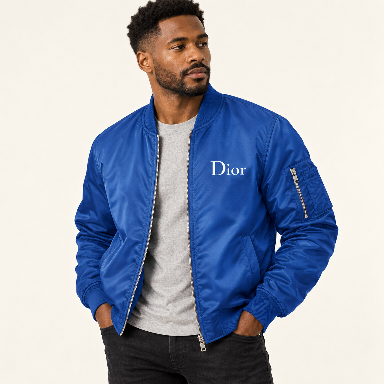 Men's Dior Lightweight Bomber Jacket | Color: Royal Blue | Image 2