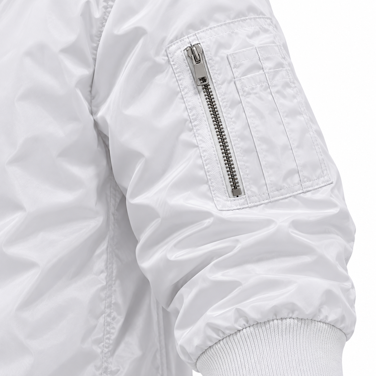 Men's Dior Lightweight Bomber Jacket Windbreaker Softshell Varsity Jacket Coat | Color: White | Image 4