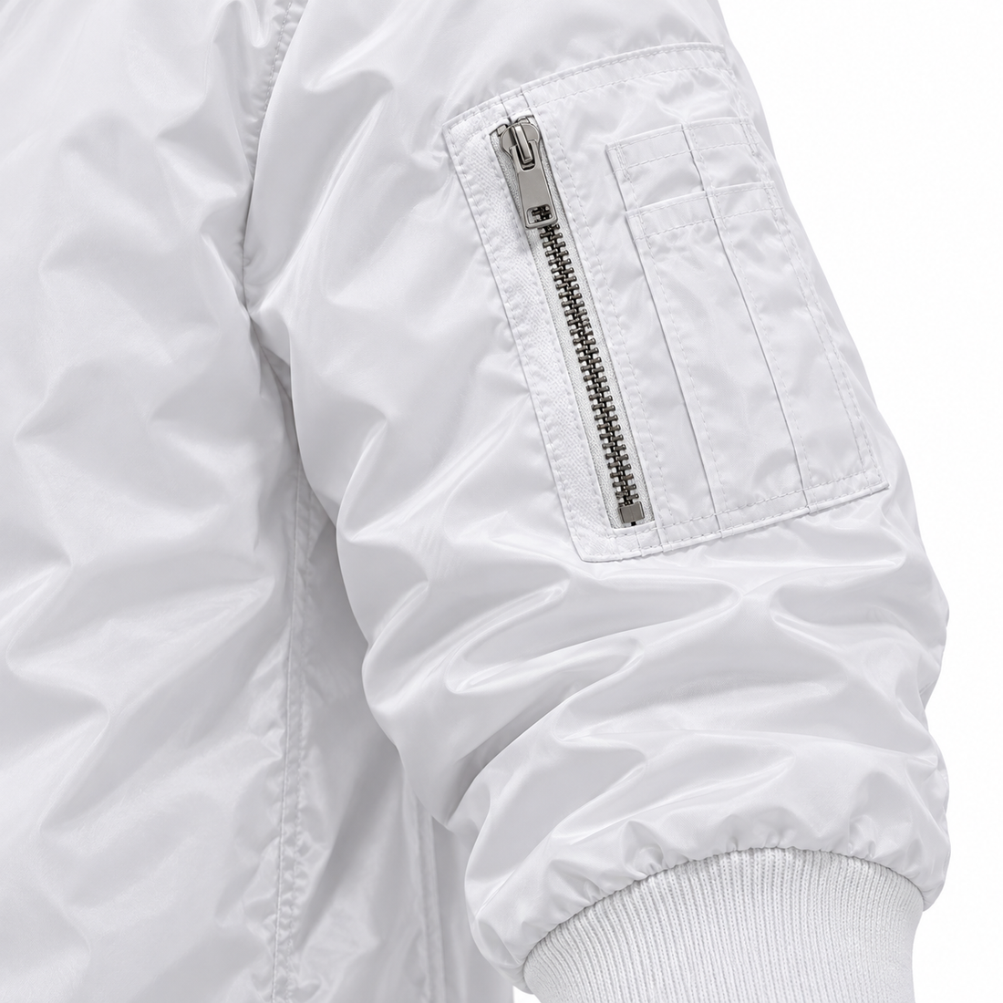 Men's Dior Lightweight Bomber Jacket Windbreaker Softshell Varsity Jacket Coat | Color: White | Image 4