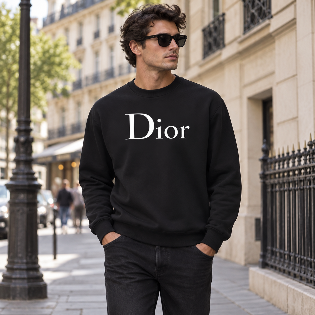 Men's Dior Crewneck Sweatshirt - Black - Image 2