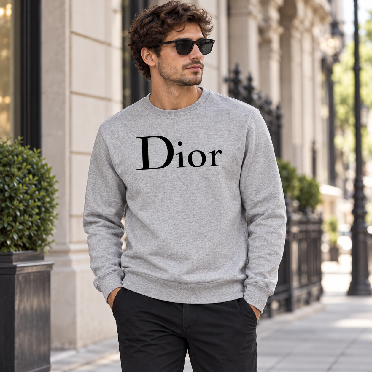 Men's Dior Crewneck Sweatshirt - Grey - Image 2